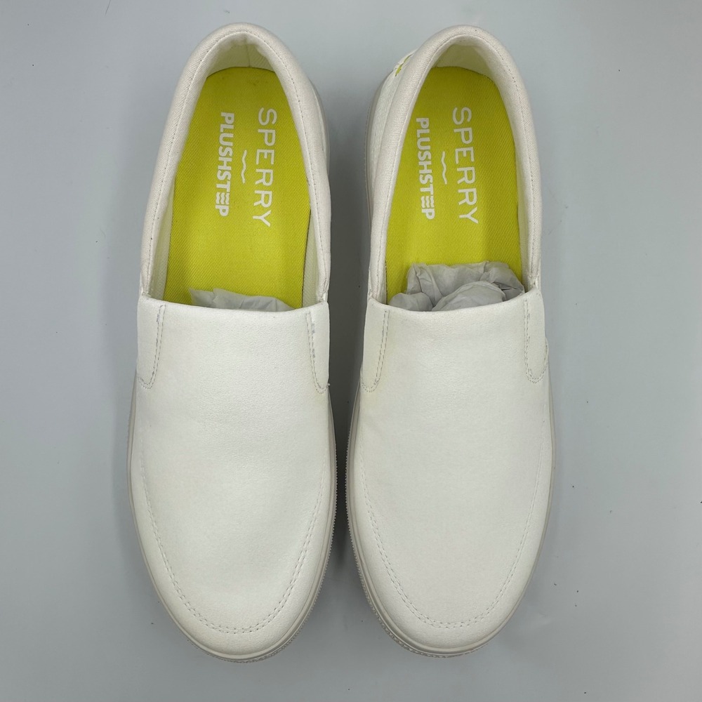 Sperry Halyard PlushStep Slip On Sneaker Shoes Mens 10M White Coastal Preppy NIB - Picture 8 of 14
